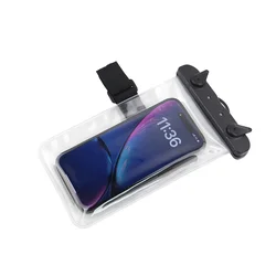 Telefontok Univerzális átlátszó/fekete 5,8 - 6,8 coll-os vízálló tok, karszalaggal-1