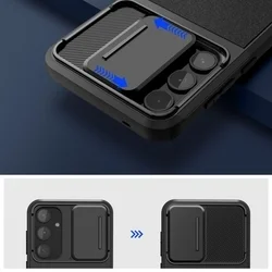 Telefontok Samsung Galaxy A55 5G - Tech- Protect- Velar Cam+ - fekete hátlap tok, csúsztatható kameravédővel-3