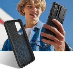 Telefontok Samsung Galaxy A55 5G - Tech- Protect- Velar Cam+ - fekete hátlap tok, csúsztatható kameravédővel-4