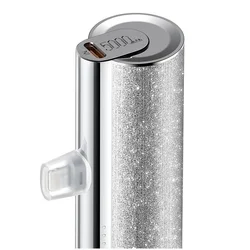 Powerbank: VEGER PlugOn - ezüst csillogós powerbank beépített Type-C (USB-C) csatlakozóval, 5000mAh, LED kijelzés-3