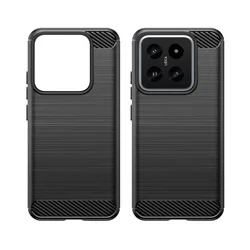 Telefontok Xiaomi 14 5G - Carbon Fiber fekete szilikon hátlap tok-1
