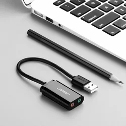 Ugreen 30724 adapter - USB / Audio jack sztereó hang adapter, fekete-4