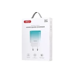 XO CE18 telefon töltő - Type-C (USB-C) fehér/kék hálózati töltőfej, 30W-2