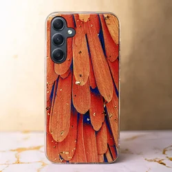 Samsung Galaxy A55 5G telefontok - Gold Glam Orange - mintás műanyag hátlap tok, szilikon kerettel-3
