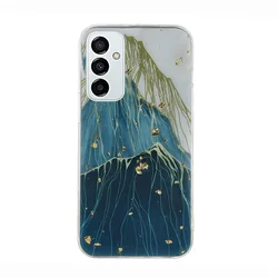 Samsung Galaxy A25 5G telefontok - Gold Glam Mountain - mintás műanyag hátlap tok, szilikon kerettel-1