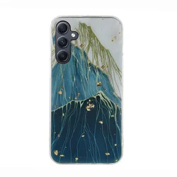 Samsung Galaxy A15 4G / 5G telefontok - Gold Glam Mountain - mintás műanyag hátlap tok, szilikon kerettel ﻿-1