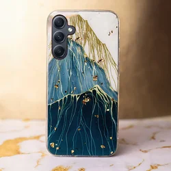 Samsung Galaxy A55 5G telefontok - Gold Glam Mountain - mintás műanyag hátlap tok, szilikon kerettel-3