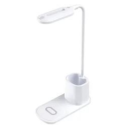 Rebeltec W601 töltő - univerzális asztali LED lámpa tolltartóval, Qi vezeték nélküli töltéssel, 15W fehér-2