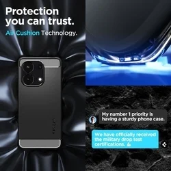 Telefontok Xiaomi Redmi Note 13 4G / LTE - SPIGEN Rugged Armor - matt fekete hátlap tok-13