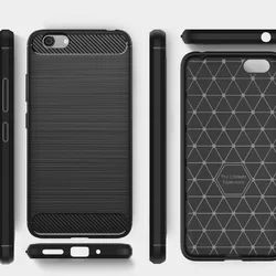 Huawei P30 Lite Telefontok - Carbon Fiber fekete szilikon tok-1