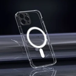 Telefontok iPhone 13 Pro Max - MagSafe kompatibilis átlátszó műanyag hátlap tok, szilikon kerettel-1