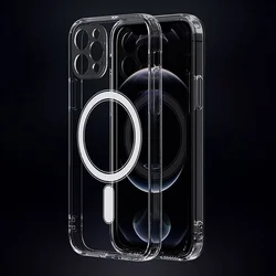 Telefontok iPhone 13 Pro Max - MagSafe kompatibilis átlátszó műanyag hátlap tok, szilikon kerettel-6