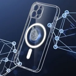 Telefontok iPhone 13 Pro Max - MagSafe kompatibilis átlátszó műanyag hátlap tok, szilikon kerettel-7