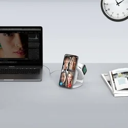 Tech- Protect QI15W-A32 telefon töltő - 3in1 szürke MagSafe kompatibilis vezeték nélküli (Wireless) töltő - telefon, headset, okosóra-5
