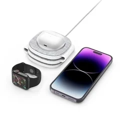 Tech- Protect QI15W-A32 telefon töltő - 3in1 szürke MagSafe kompatibilis vezeték nélküli (Wireless) töltő - telefon, headset, okosóra-3