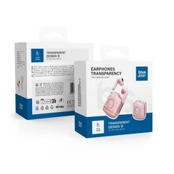 Bluestar TWS Mini Fi22 headset - átlátszó / pink bluetooth headset, töltő tokkal-7