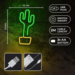 Zöld KAKTUSZ Neon LED felirat 33 x 2 x 14 cm-5