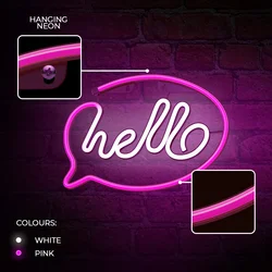 Pink / fehér Hello Neon LED felirat 29 x 2 x 29 cm-5