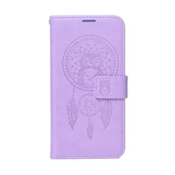 Xiaomi Redmi Note 13 5G telefontok - MEZZO bagoly mintás lila mágneses szilikon keretes könyvtok-1