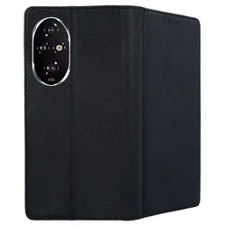 Honor 200 5G telefontok - fekete mágneses szilikon keretes könyvtok-1