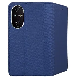 Honor 200 Pro 5G telefontok - kék mágneses szilikon keretes könyvtok-1