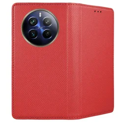 Realme 12 Pro 5G telefontok - piros mágneses szilikon keretes könyvtok-2