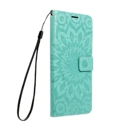 Telefontok Xiaomi Redmi 13C - MEZZO mandala mintás zöld mágneses szilikon keretes könyvtok-1