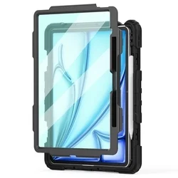 Tablettok iPad Air 13 (2024, 13 coll) - SOLID360 ütésálló, kitámasztható, fekete tablet tok-1