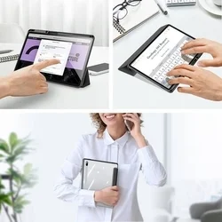 Tablettok Samsung Galaxy Tab S7 FE (SM-T730,SM-T733,SM-T736B) - DUX DUCIS TOBY fekete ütésálló tok, ceruza tartóval-2