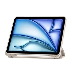Tablettok iPad Air 5 (2022, 10,9 coll) - homok színű smart case ceruza tartóval-4