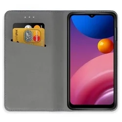 Telefontok Samsung Galaxy M55 5G - fekete mágneses szilikon keretes könyvtok-1