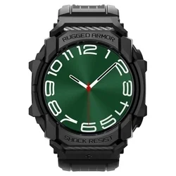 Samsung Galaxy Watch Ultra (47 mm) okosóra szíj+tok - Spigen Rugged Armor - fekete szilikon szíj+tok-3