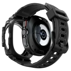 Samsung Galaxy Watch Ultra (47 mm) okosóra szíj+tok - Spigen Rugged Armor - fekete szilikon szíj+tok-1