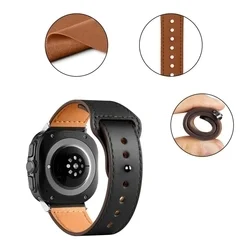 Samsung Galaxy Watch Ultra (47mm) okosóra szíj - TECH-PROTECT Leather fekete bőr szíj-2