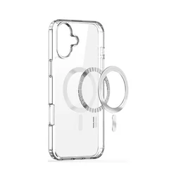 iPhone 16 Plus telefontok - MagSafe kompatibilis átlátszó műanyag hátlap tok, szilikon kerettel-1