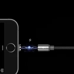 Remax Gravity RC-095m mágneses USB / micro USB kábel LED 1M 1.5A fekete töltőkábel-3