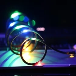 Remax Luminous sorozat RC-133i Sound-aktivált LED USB / Lightning kábel 2.1A 1M fehér adatkábel-2