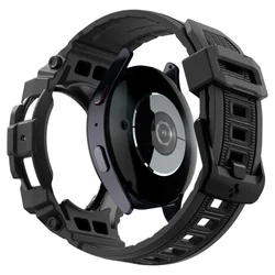 Samsung Galaxy Watch 7 (44 mm) okosóra szíj+tok - Spigen Rugged Armor - fekete szilikon szíj+tok-1