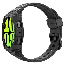 Samsung Galaxy Watch 7 (44 mm) okosóra szíj+tok - Spigen Rugged Armor - fekete szilikon szíj+tok-3