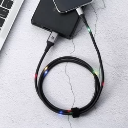 Remax Luminous sorozat RC-133i Sound-aktivált LED USB / Lightning kábel 2.1A 1M fehér adatkábel-3
