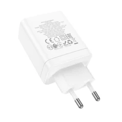 HOCO N33 telefon töltő - 2 Type-C (USB-C) + USB portos fehér hálózati töltőfej, 35W-3