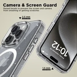 Telefontok iPhone 16 Pro Max - Tech-Protect Flexair Hybrid - MagSafe kompatibilis átlátszó/csillámos műanyag hátlap tok, szilikon kerettel-2
