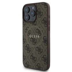 iPhone 16 Pro Max telefontok - Guess Leather 4G Colored - MagSafe kompatibilis barna hátlap tok-2