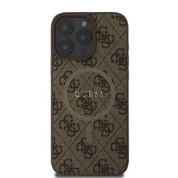 Telefontok iPhone 16 Pro - Guess Leather 4G Colored - MagSafe kompatibilis barna hátlap tok-1