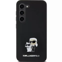 Samsung Galaxy S23 telefontok - Karl Lagerfeld Karl and Choupette - fekete szilikon hátlap tok-1