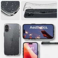 Telefontok iPhone 16 - Spigen Liquid Crystal Glitter TPU átlátszó tok-9