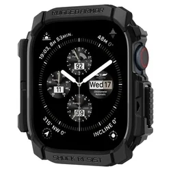 Apple Watch 10 (42 mm) okosóra tok - SPIGEN RUGGED ARMOR matt fekete szilikon tok-1