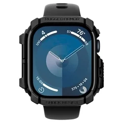 Apple Watch 10 (42 mm) okosóra tok - SPIGEN RUGGED ARMOR matt fekete szilikon tok-5