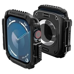 Apple Watch 10 (42 mm) okosóra tok - SPIGEN RUGGED ARMOR matt fekete szilikon tok-8