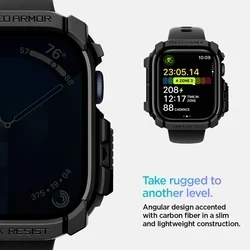 Apple Watch 10 (42 mm) okosóra tok - SPIGEN RUGGED ARMOR matt fekete szilikon tok-10